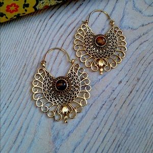 Bohemian Afghan Earrings Brass  metal with Gold plating over 😍😍
